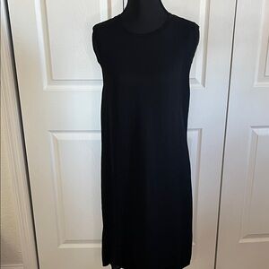 Theory Dambran Fluidity Black Sheath Dress Wool Silk Panel Size Medium